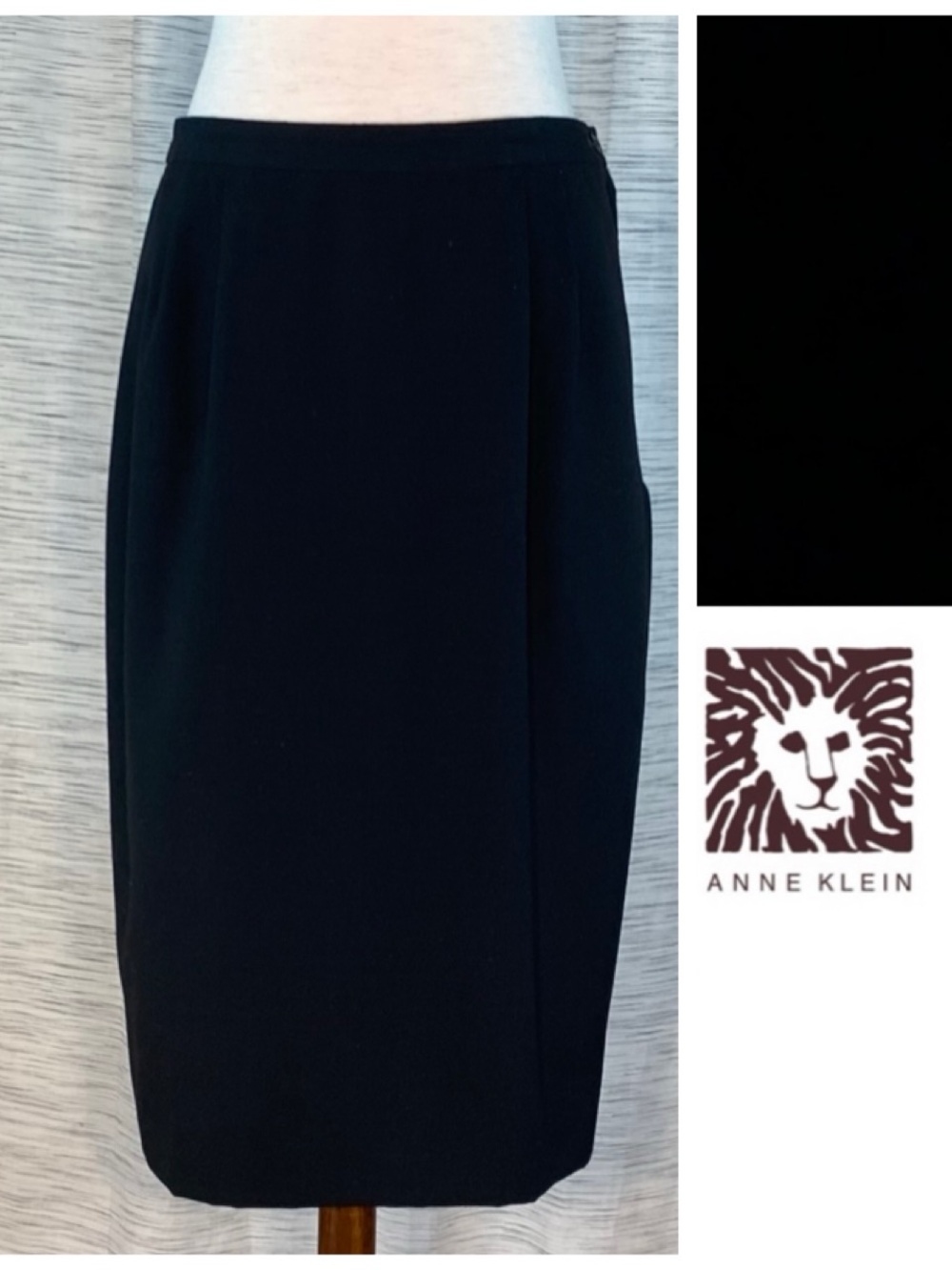 Anne Klein Black pencil below the knee midi skirt.